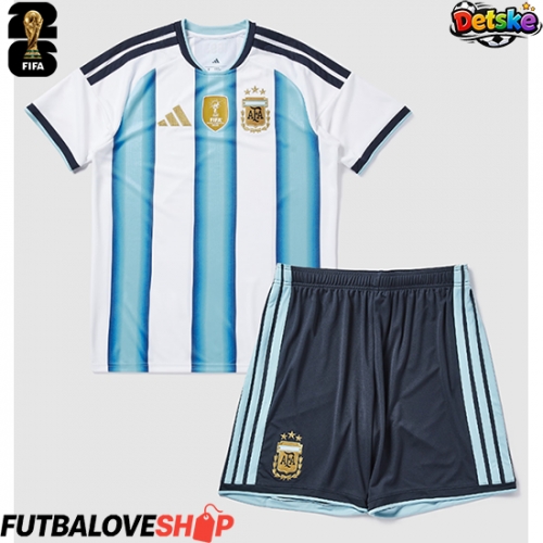 Dres Argentína Domáci pre deti MS 2026 Krátky Rukáv (+ trenírky)